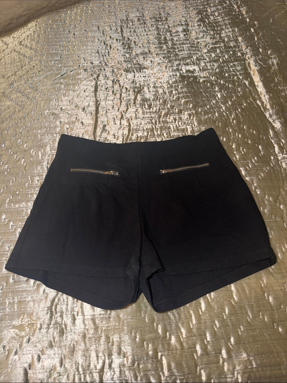 Active USA Black High-Rise Zip Pocket Shorts